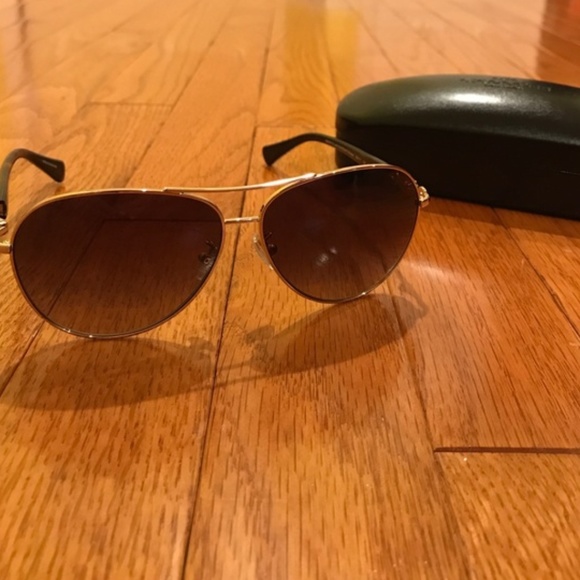 Coach Aviator Sunglasses Light Gold   HC7060 - Picture 1 of 7